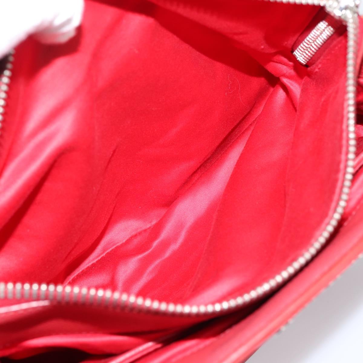 Miu Miu Hand Bag Leather 2way Red Silver Auth 167615M