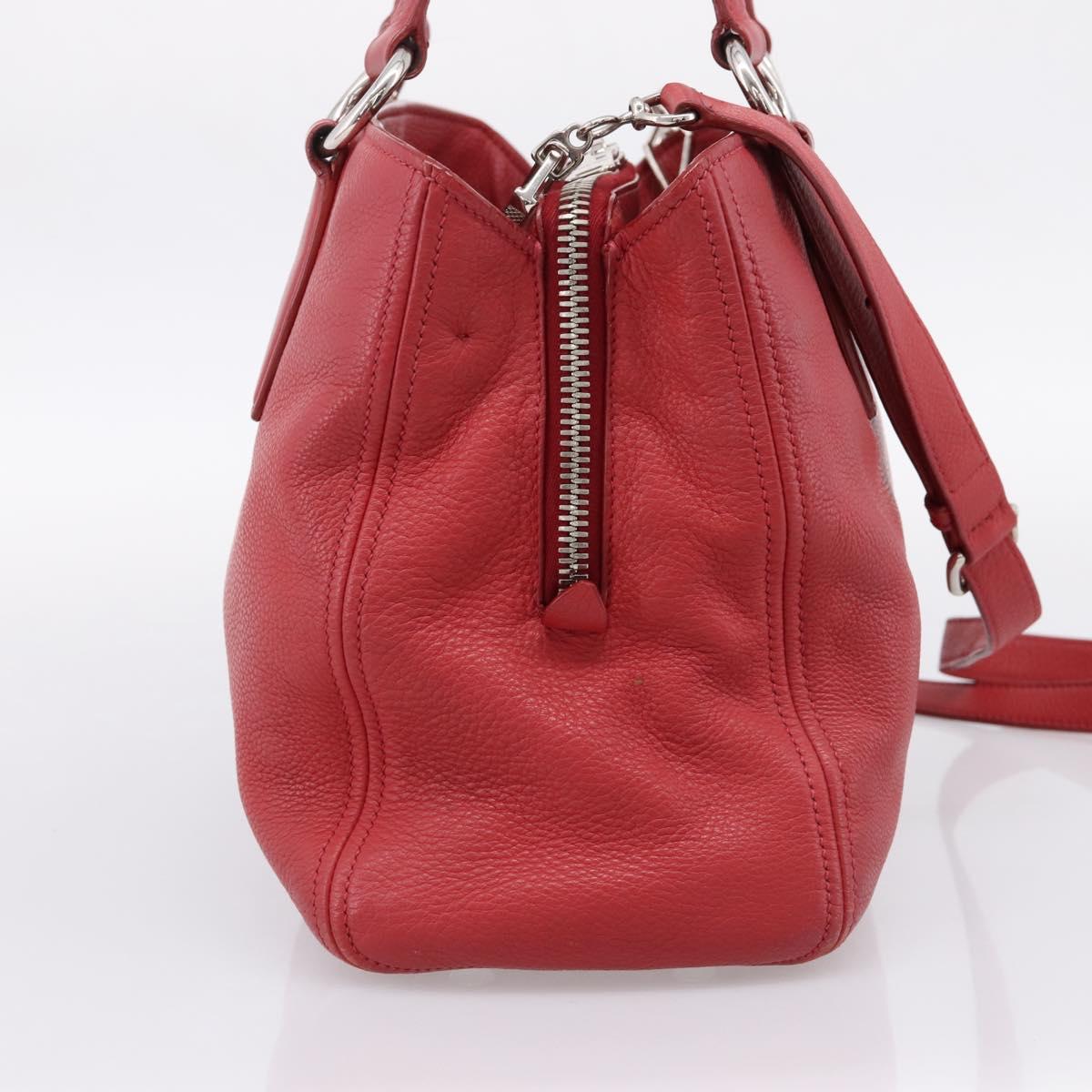 Miu Miu Hand Bag Leather 2way Red Silver Auth 167615M