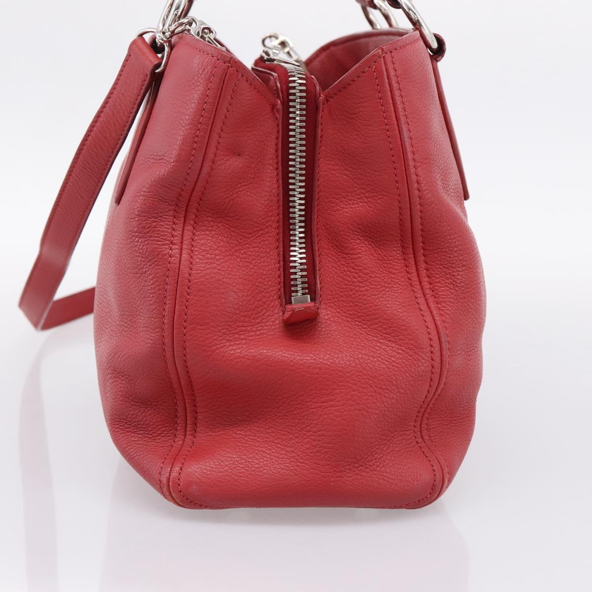 Miu Miu Hand Bag Leather 2way Red Silver Auth 167615M