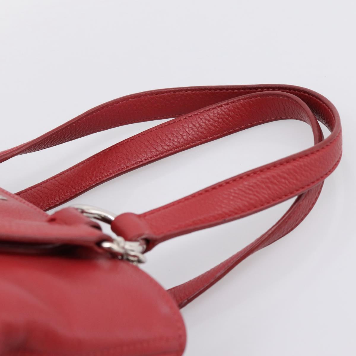 Miu Miu Hand Bag Leather 2way Red Silver Auth 167615M