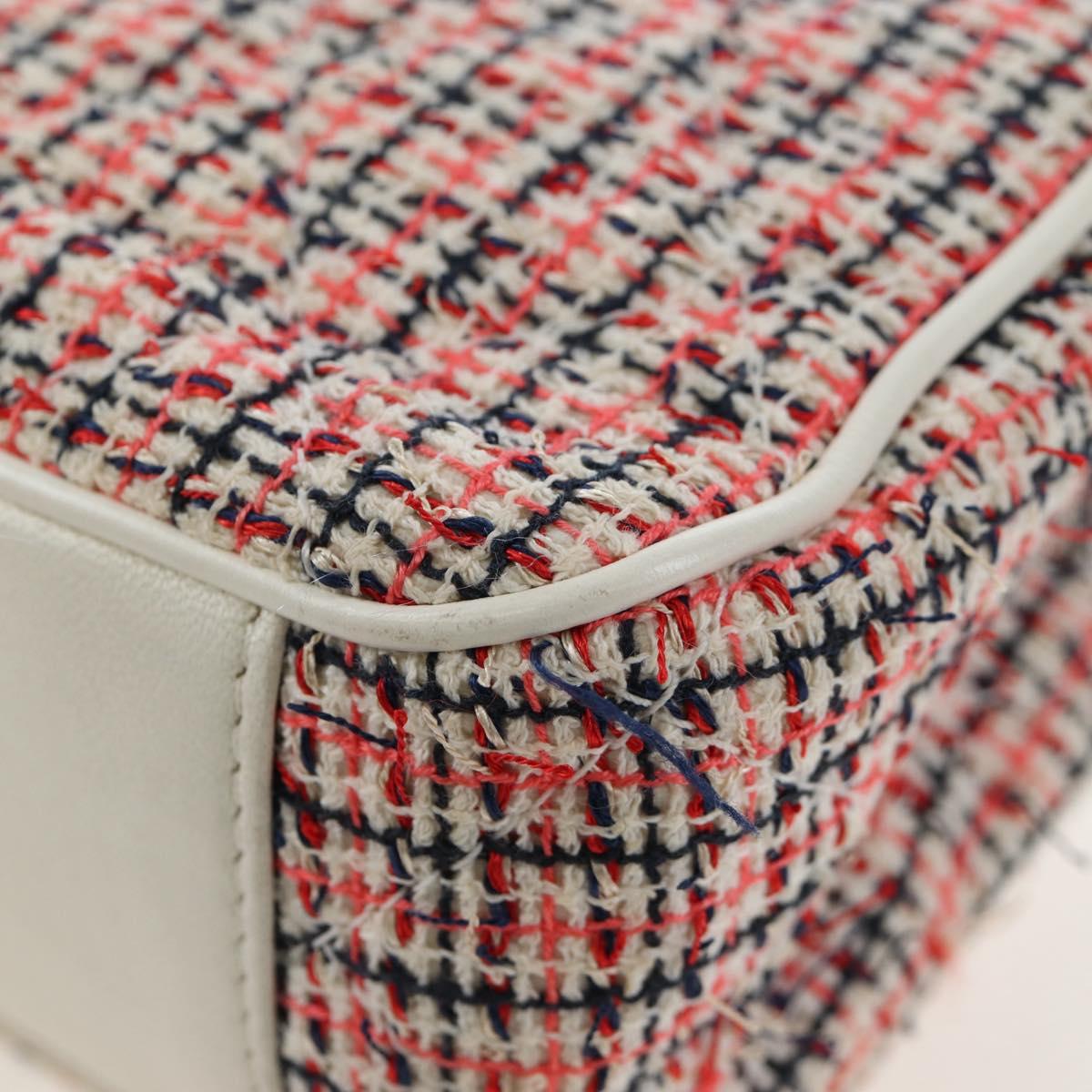 CHANEL Flap Pouch Chain Shoulder Bag Tweed Red Gold Tone CC Auth 167617SM