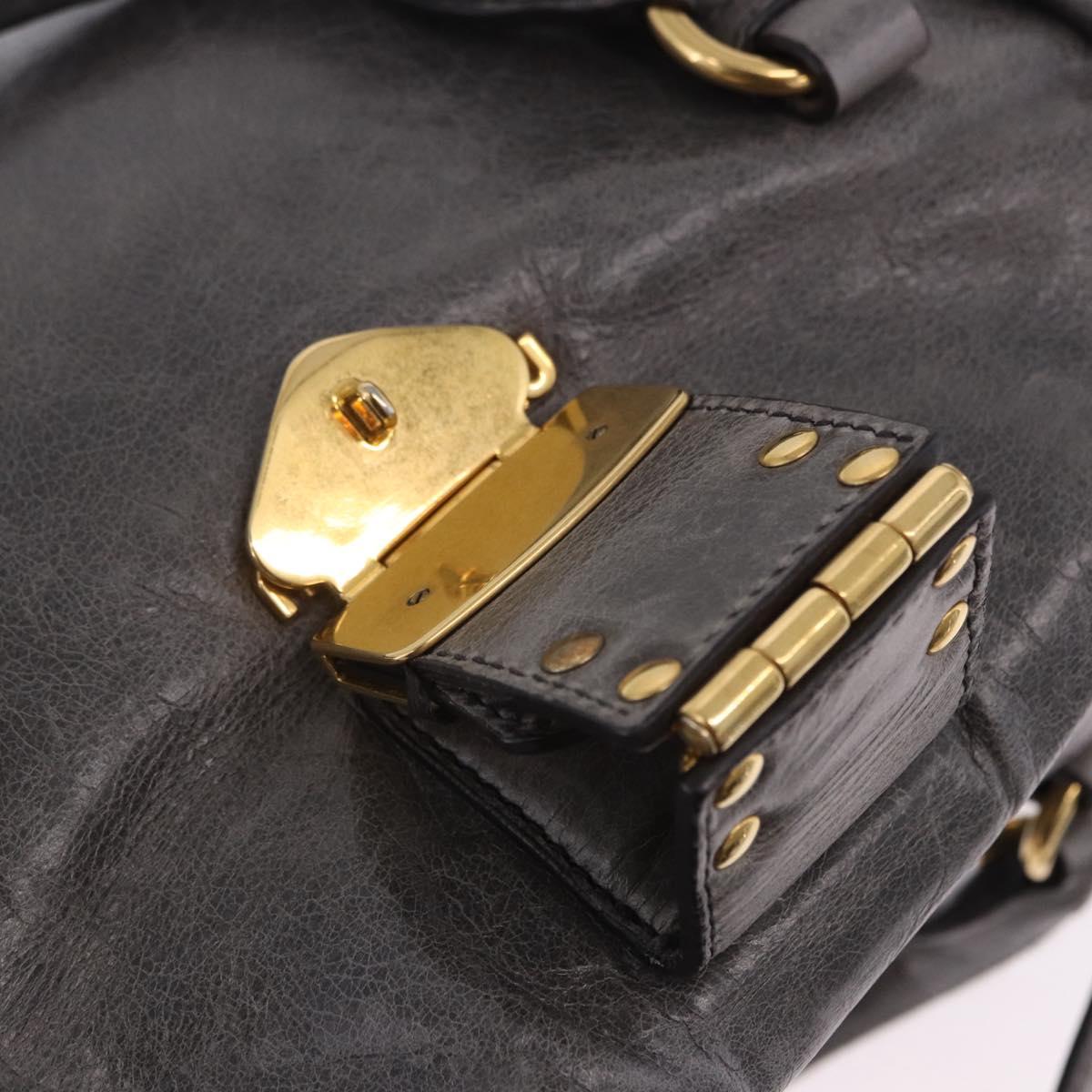 Miu Miu Hand Bag Leather 2way Gray Gold Tone Auth 167623M