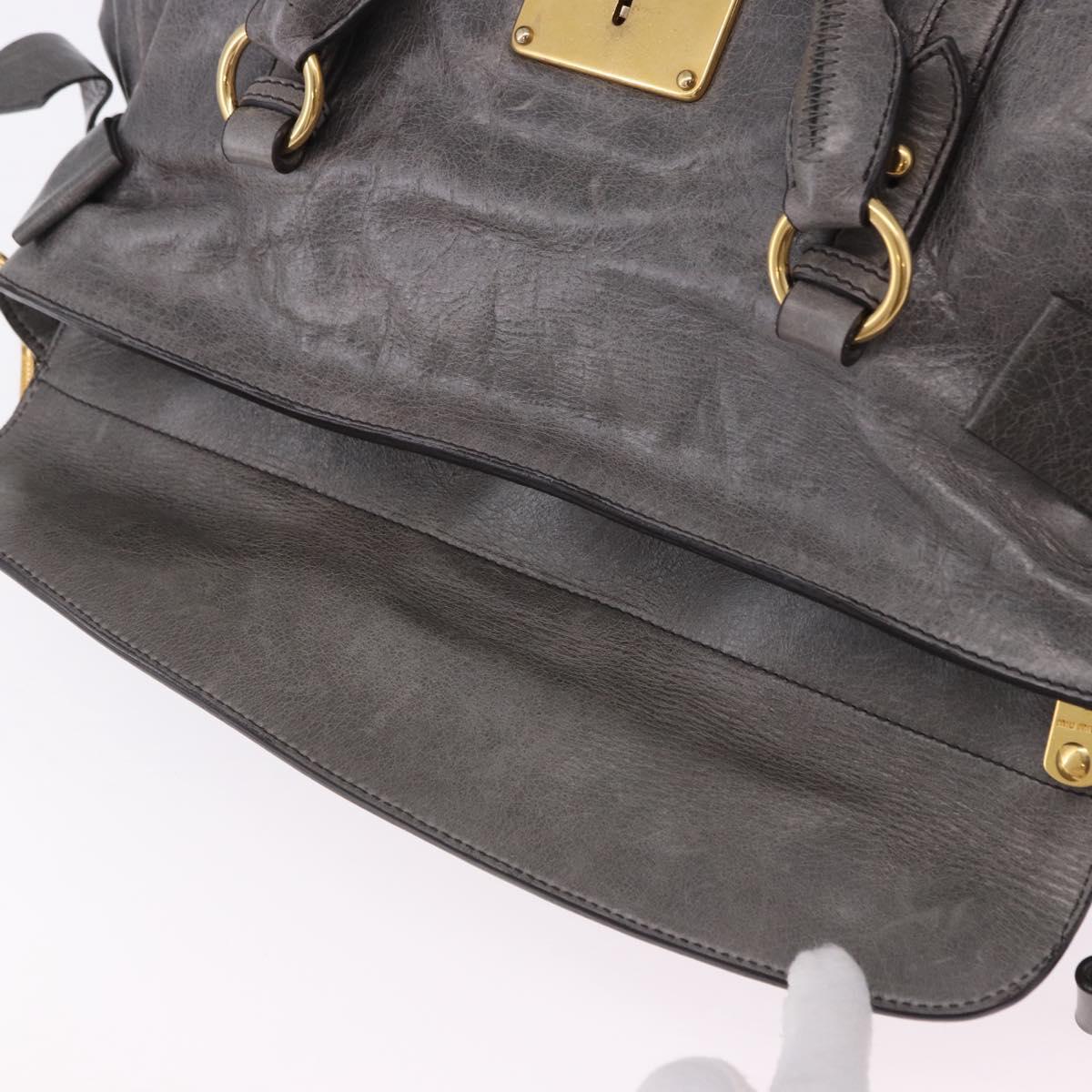 Miu Miu Hand Bag Leather 2way Gray Gold Tone Auth 167623M