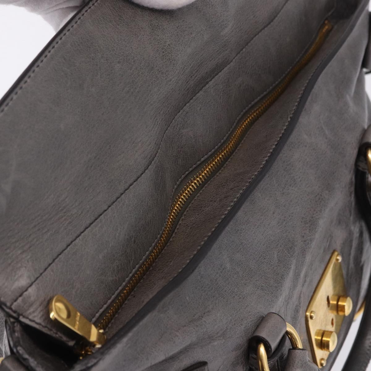 Miu Miu Hand Bag Leather 2way Gray Gold Tone Auth 167623M