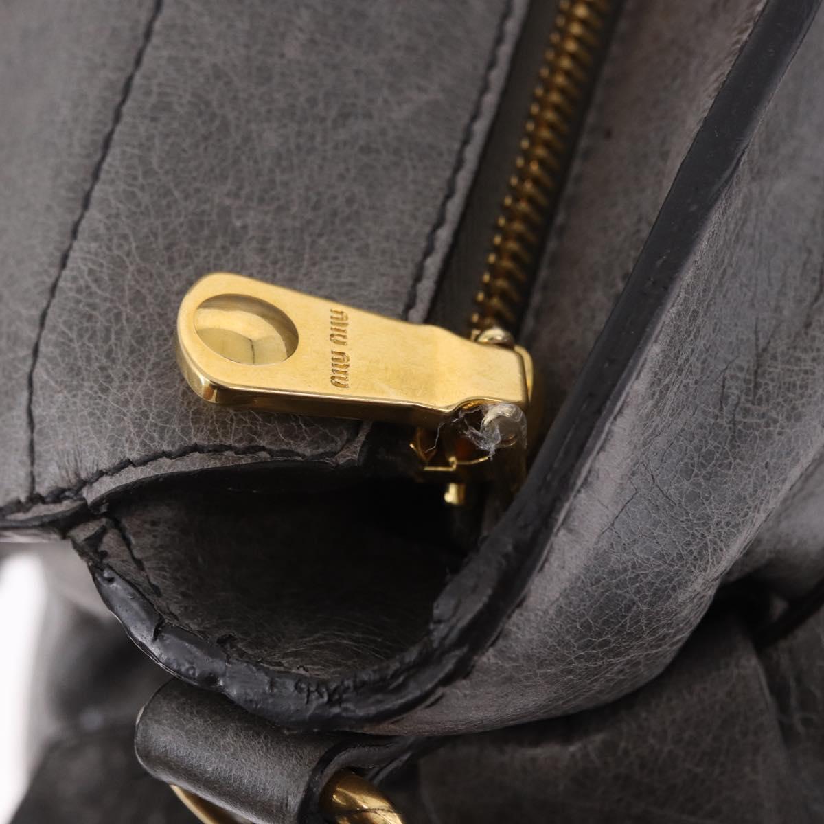Miu Miu Hand Bag Leather 2way Gray Gold Tone Auth 167623M