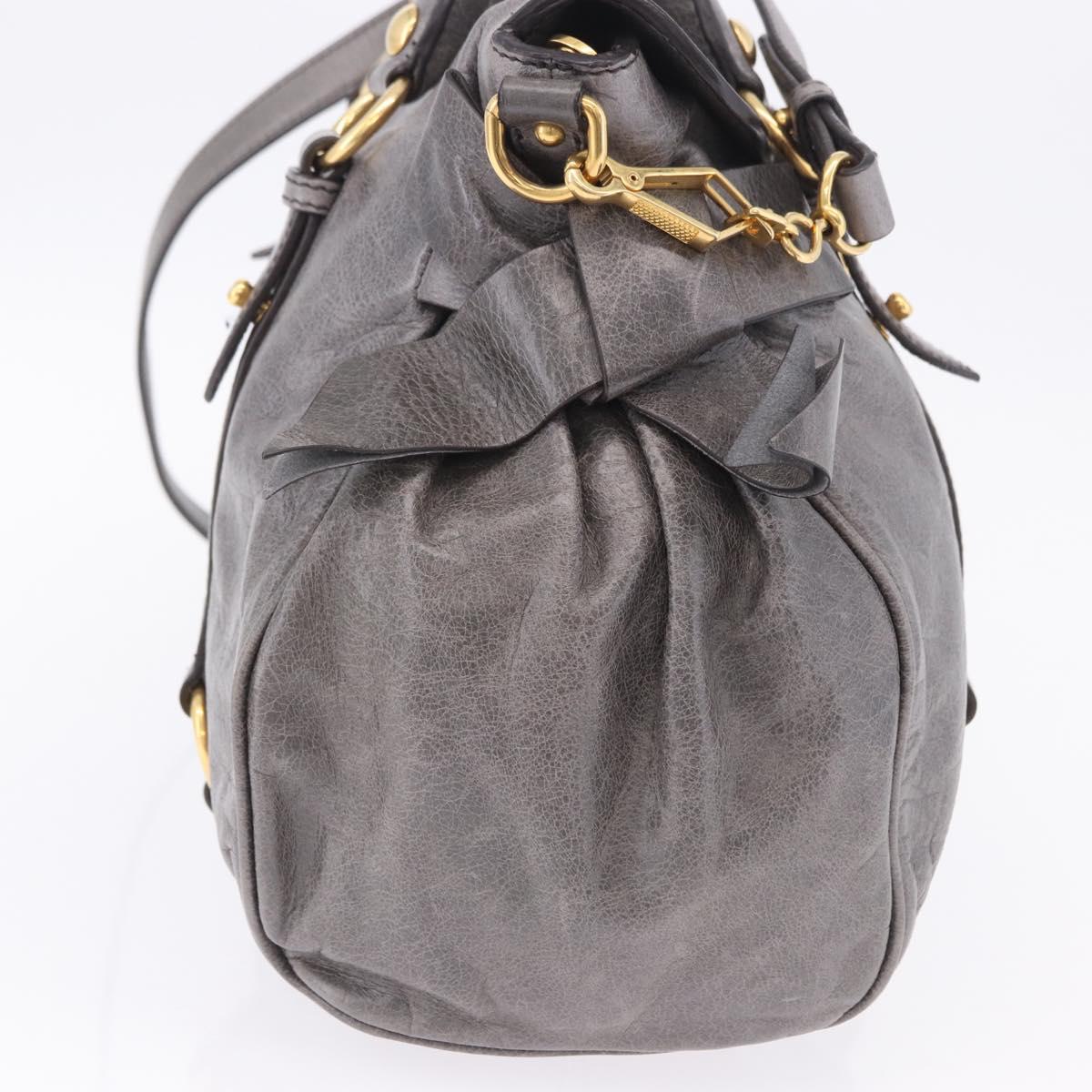 Miu Miu Hand Bag Leather 2way Gray Gold Tone Auth 167623M