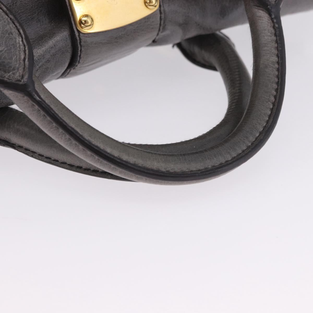 Miu Miu Hand Bag Leather 2way Gray Gold Tone Auth 167623M
