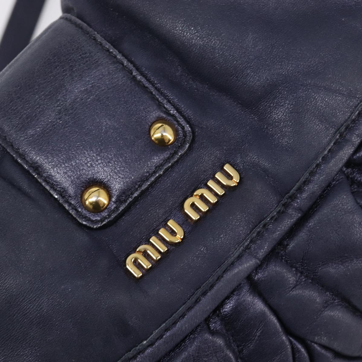 Miu Miu Matelasse Hand Bag Leather 2way Navy Gold Tone Auth 167624V