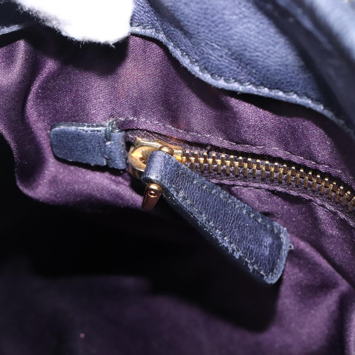 Miu Miu Matelasse Hand Bag Leather 2way Navy Gold Tone Auth 167624V