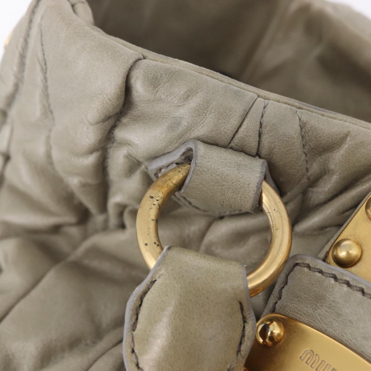 Miu Miu Matelasse Hand Bag Leather 2way Beige Gold Tone Auth 167625V
