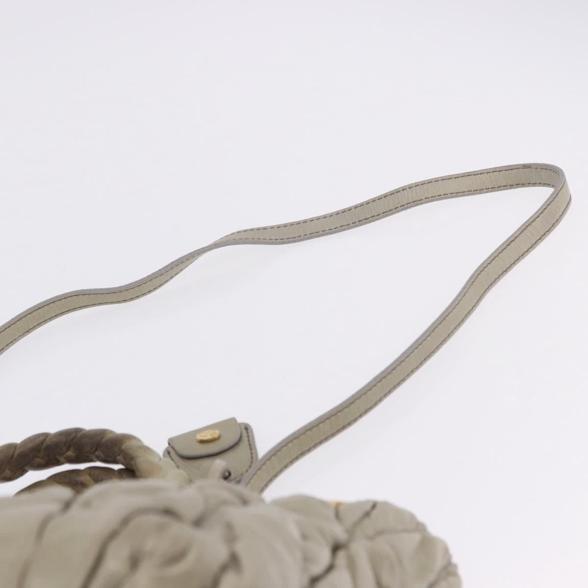 Miu Miu Matelasse Hand Bag Leather 2way Beige Gold Tone Auth 167625V