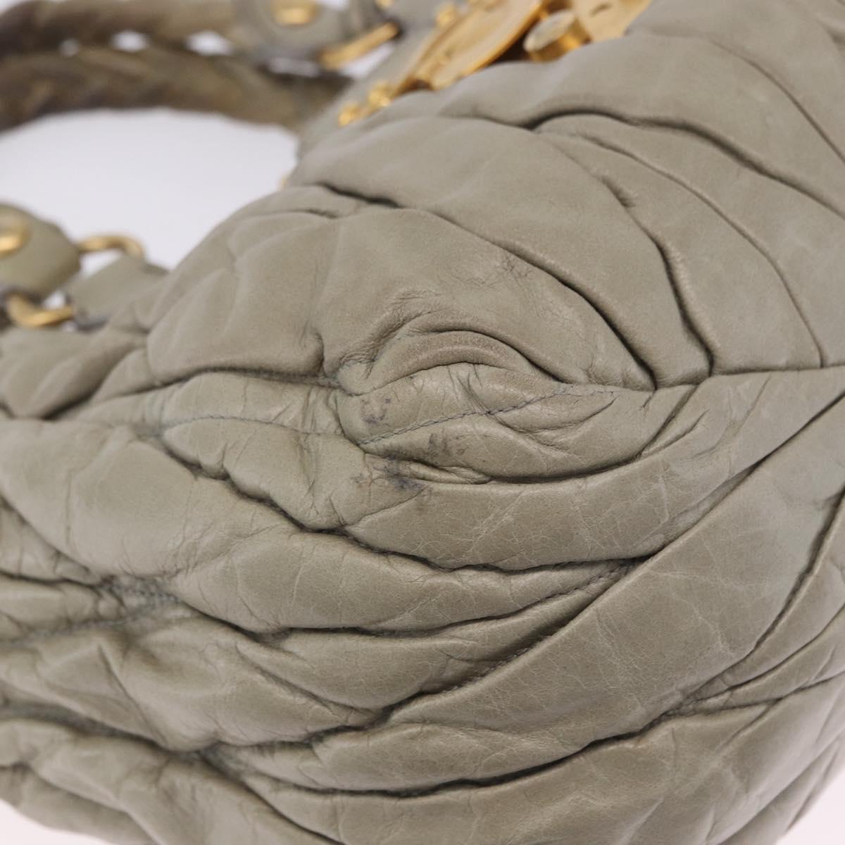 Miu Miu Matelasse Hand Bag Leather 2way Beige Gold Tone Auth 167625V