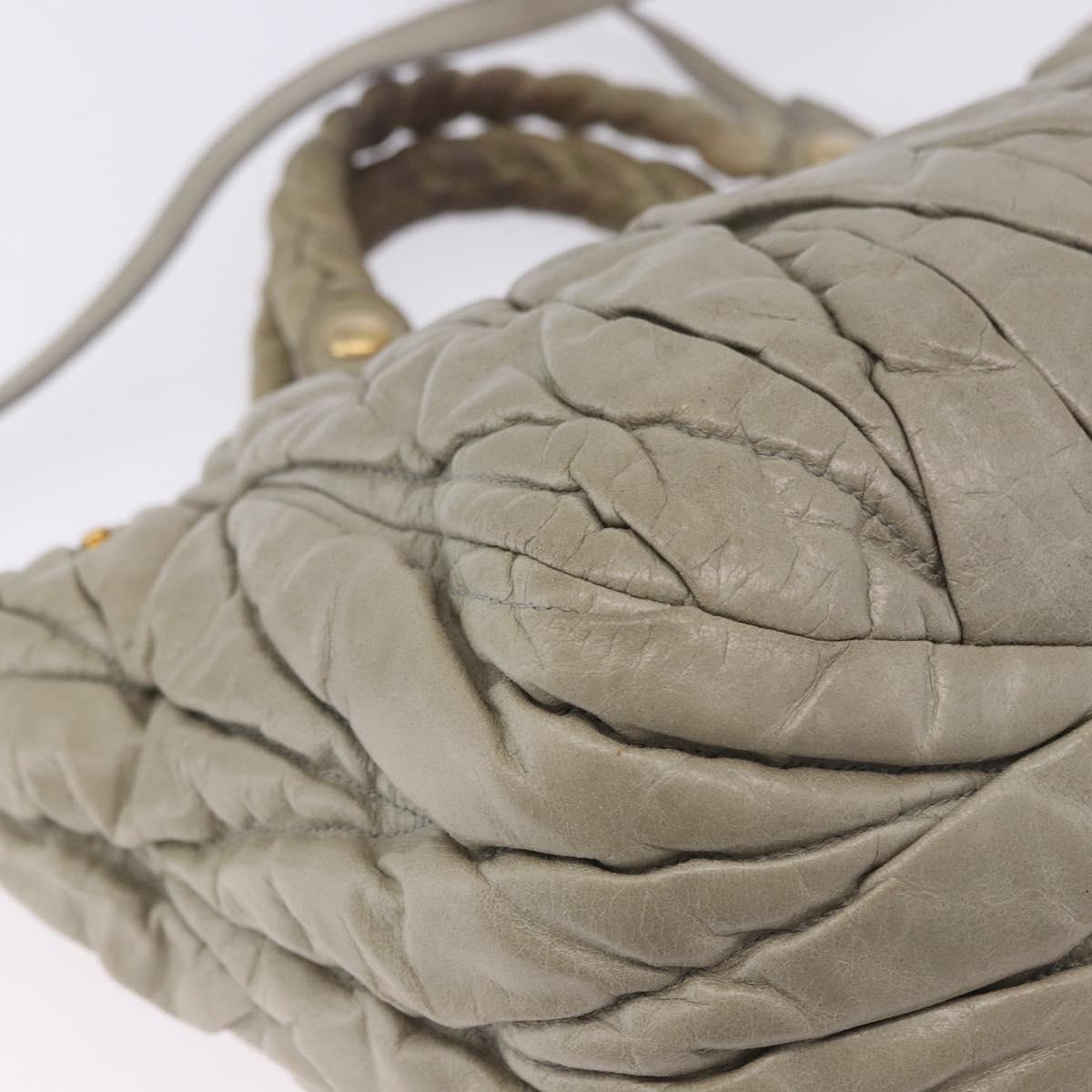 Miu Miu Matelasse Hand Bag Leather 2way Beige Gold Tone Auth 167625V