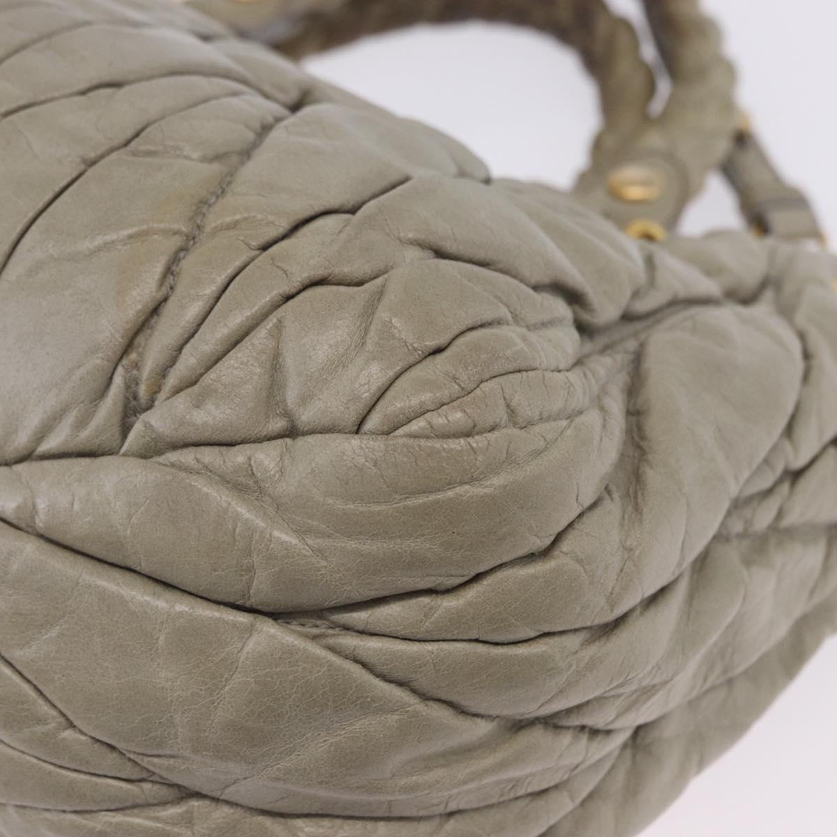 Miu Miu Matelasse Hand Bag Leather 2way Beige Gold Tone Auth 167625V