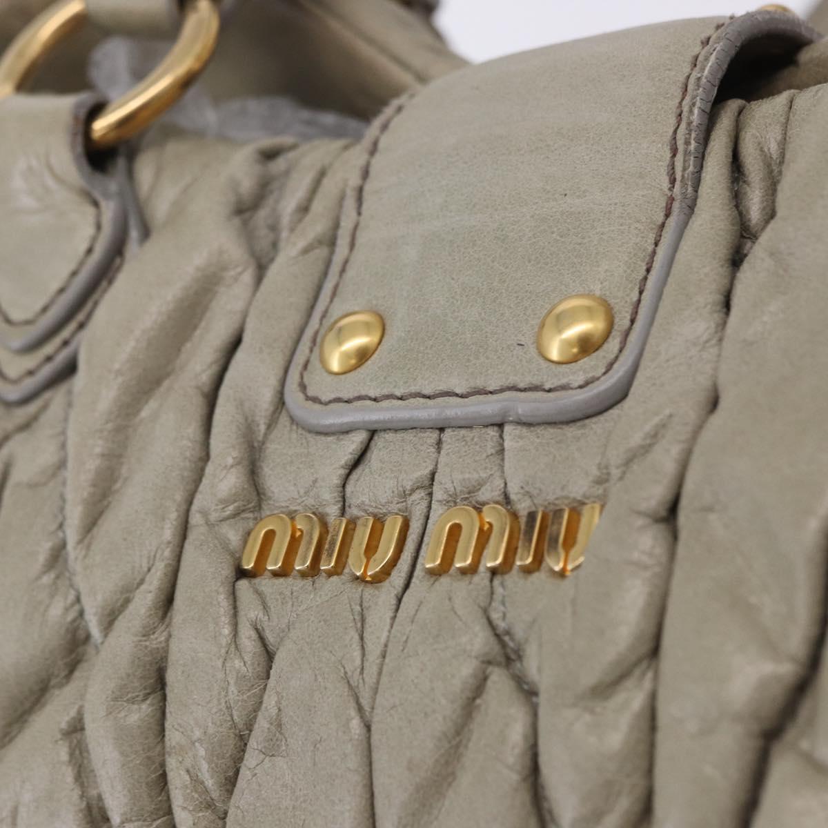 Miu Miu Matelasse Hand Bag Leather 2way Beige Gold Tone Auth 167625V