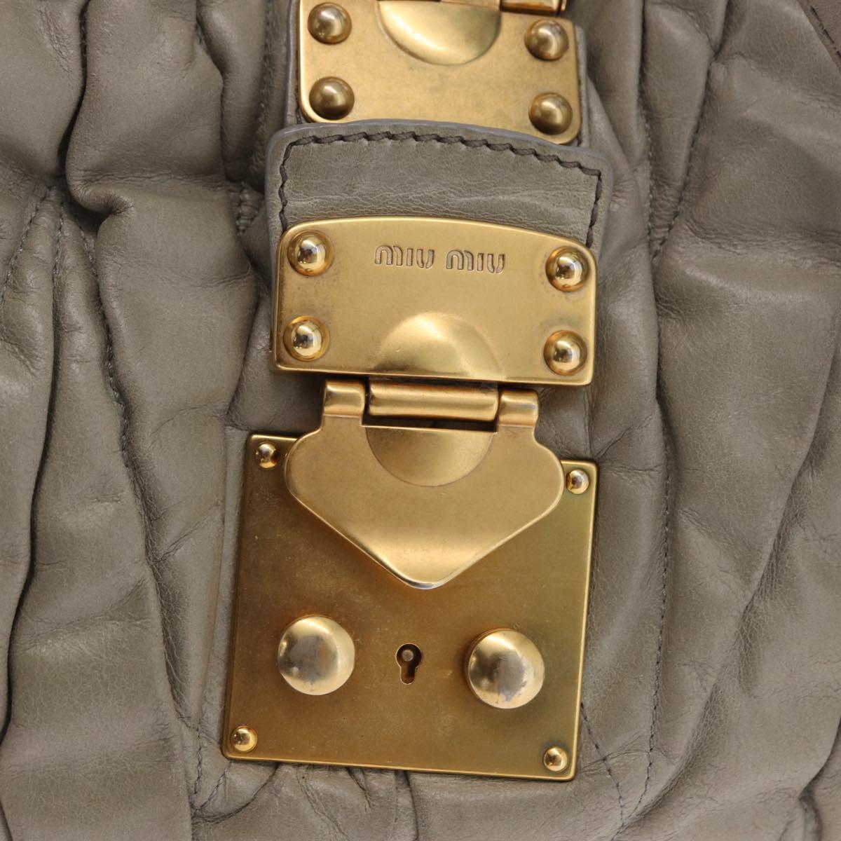 Miu Miu Matelasse Hand Bag Leather 2way Beige Gold Tone Auth 167625V