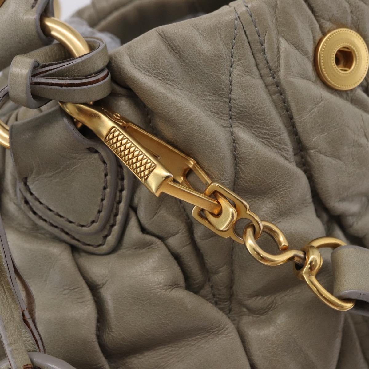 Miu Miu Matelasse Hand Bag Leather 2way Beige Gold Tone Auth 167625V