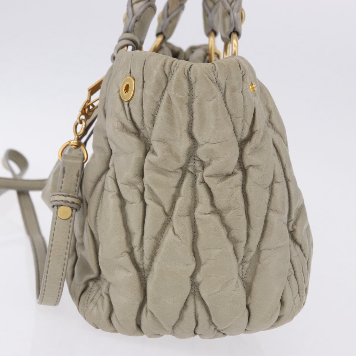 Miu Miu Matelasse Hand Bag Leather 2way Beige Gold Tone Auth 167625V