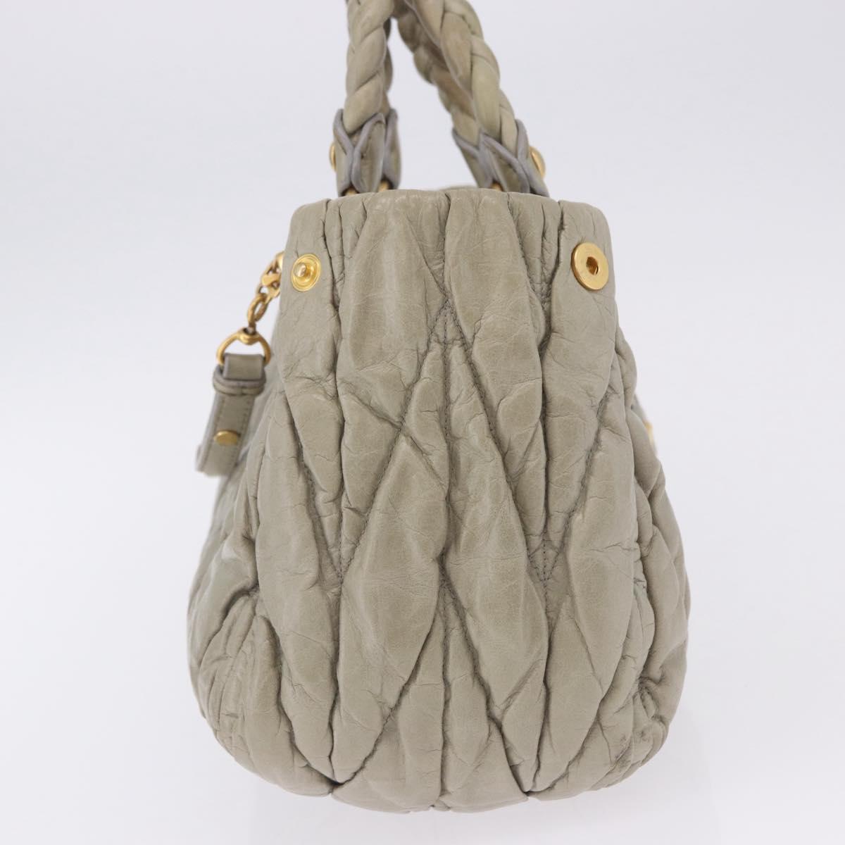 Miu Miu Matelasse Hand Bag Leather 2way Beige Gold Tone Auth 167625V