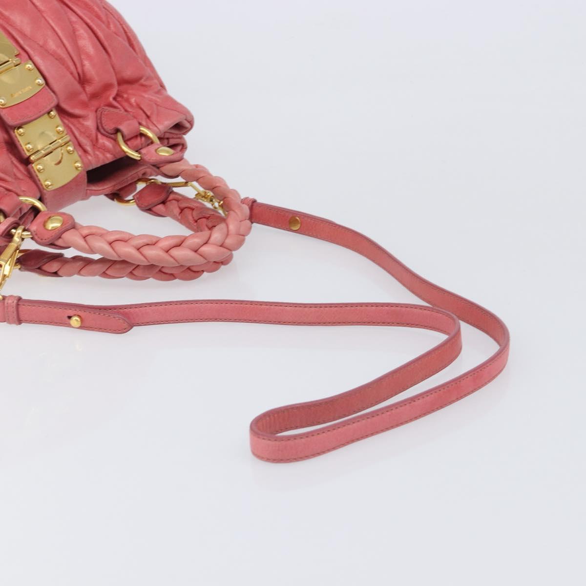 Miu Miu Matelasse Hand Bag Leather 2way Pink Gold Tone Auth 167626M