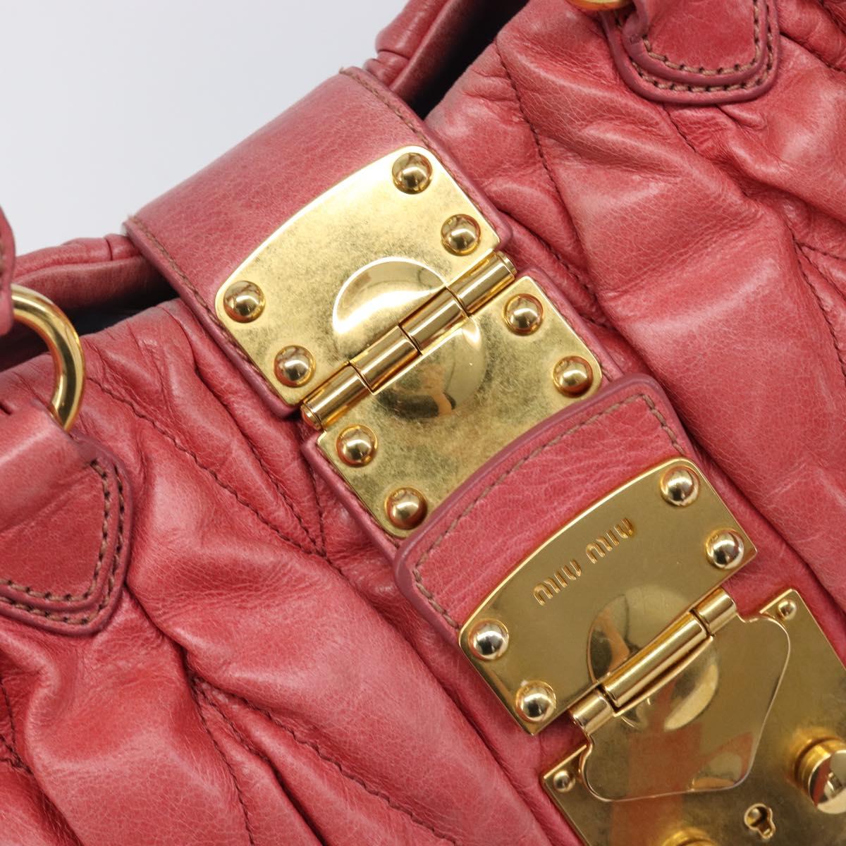 Miu Miu Matelasse Hand Bag Leather 2way Pink Gold Tone Auth 167626M