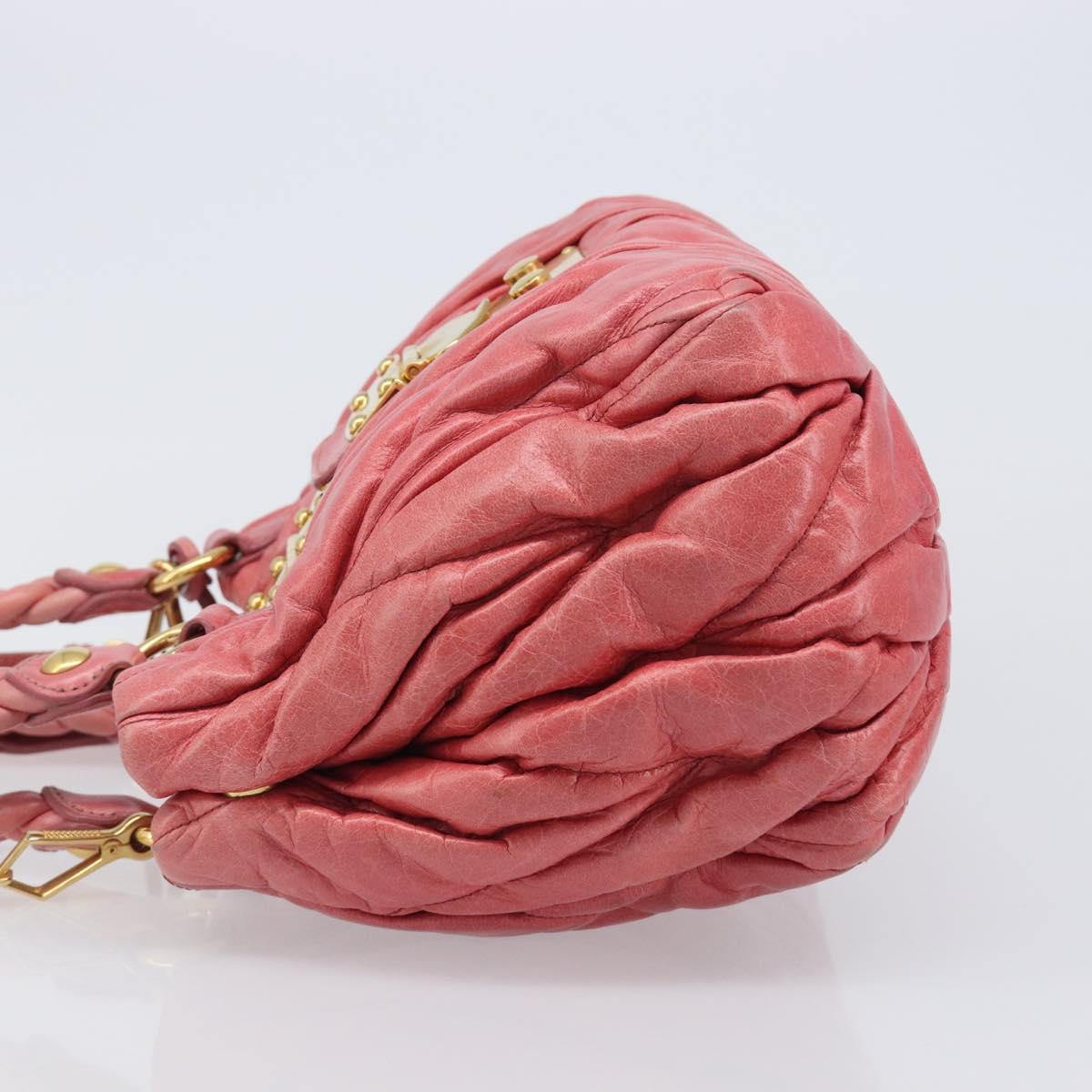 Miu Miu Matelasse Hand Bag Leather 2way Pink Gold Tone Auth 167626M