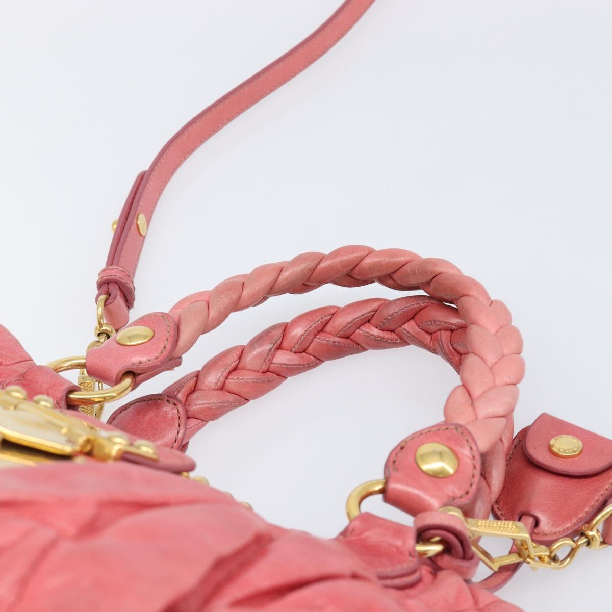 Miu Miu Matelasse Hand Bag Leather 2way Pink Gold Tone Auth 167626M