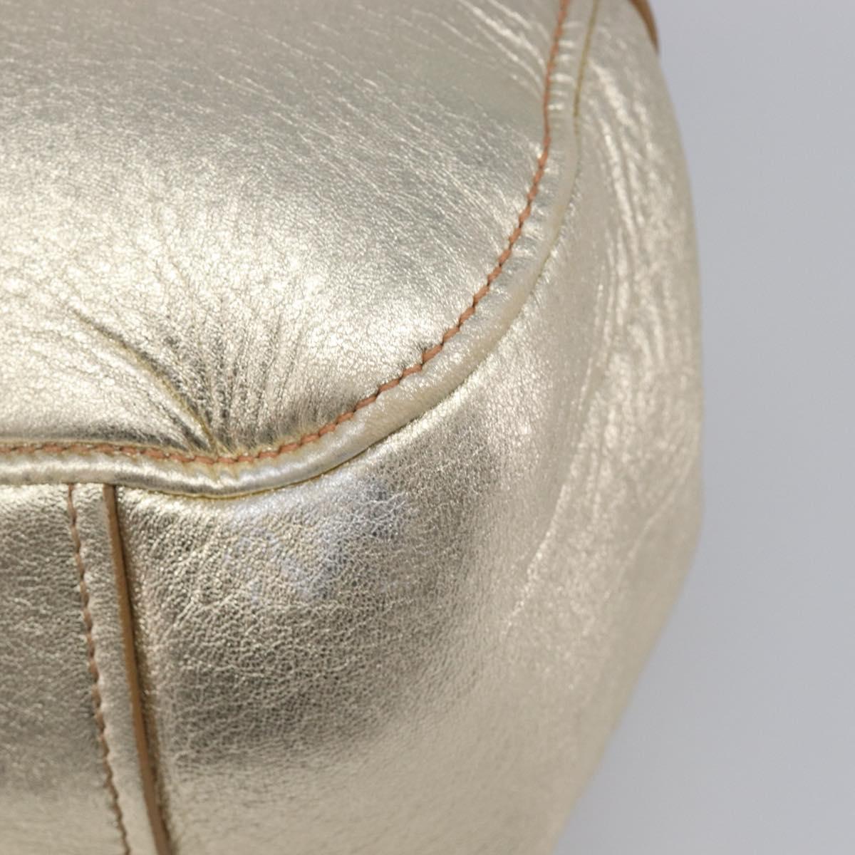 Miu Miu Hand Bag Leather Champagne Gold Gold Tone Auth 167627V