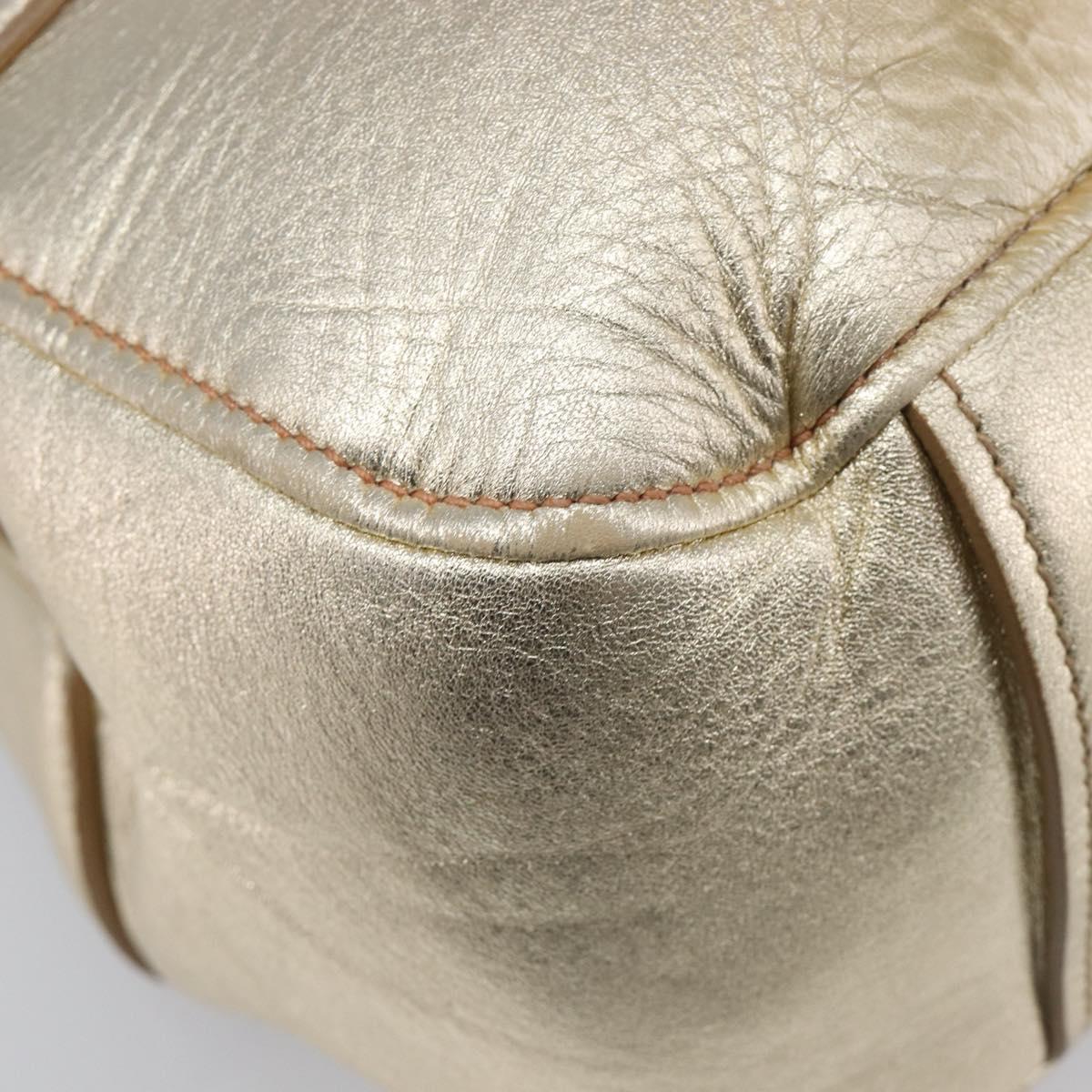 Miu Miu Hand Bag Leather Champagne Gold Gold Tone Auth 167627V