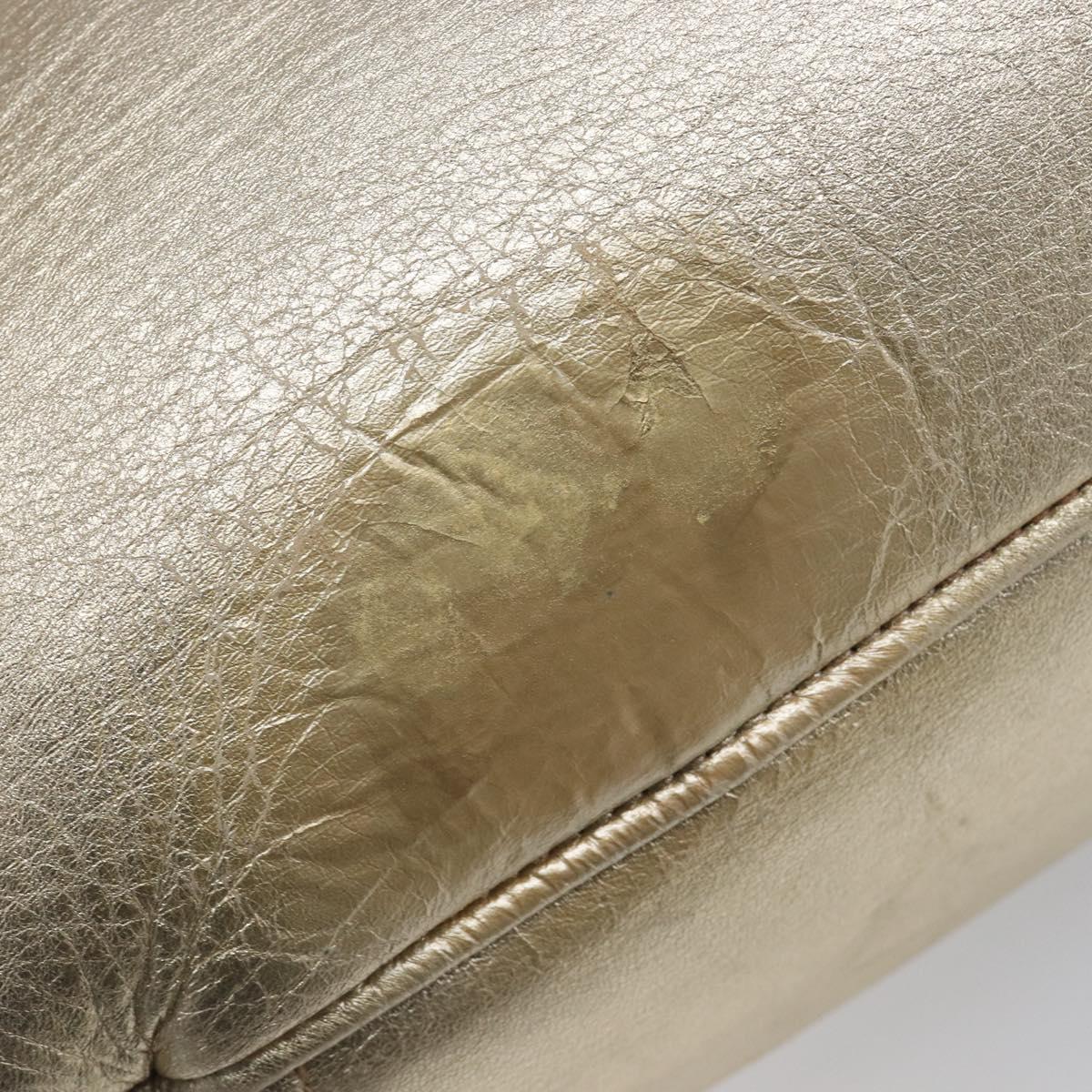 Miu Miu Hand Bag Leather Champagne Gold Gold Tone Auth 167627V