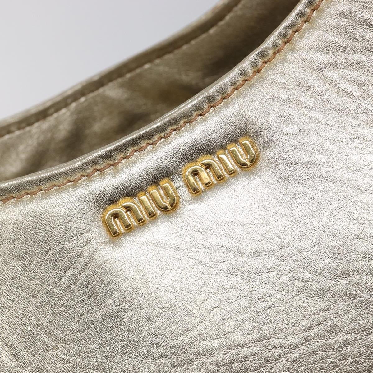 Miu Miu Hand Bag Leather Champagne Gold Gold Tone Auth 167627V