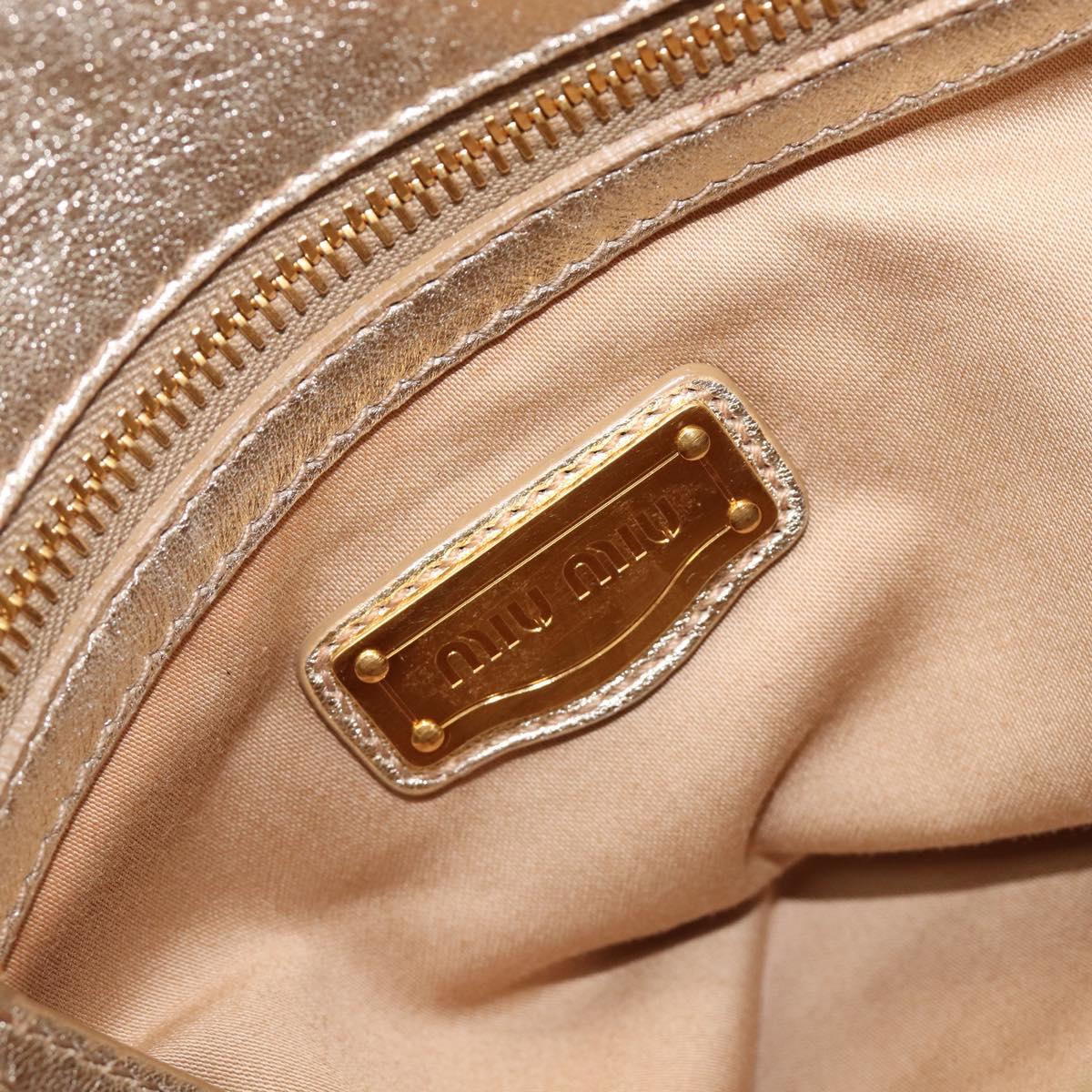 Miu Miu Hand Bag Leather Champagne Gold Gold Tone Auth 167627V