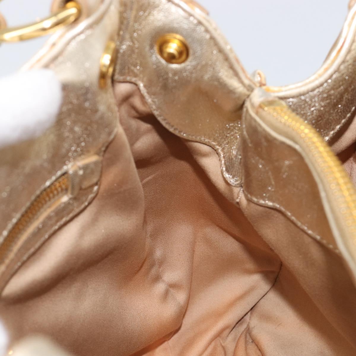 Miu Miu Hand Bag Leather Champagne Gold Gold Tone Auth 167627V