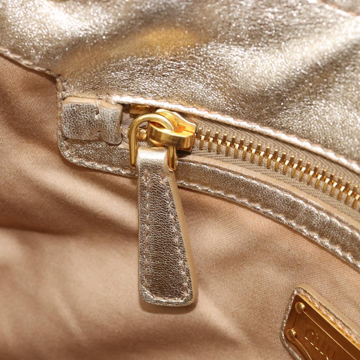 Miu Miu Hand Bag Leather Champagne Gold Gold Tone Auth 167627V