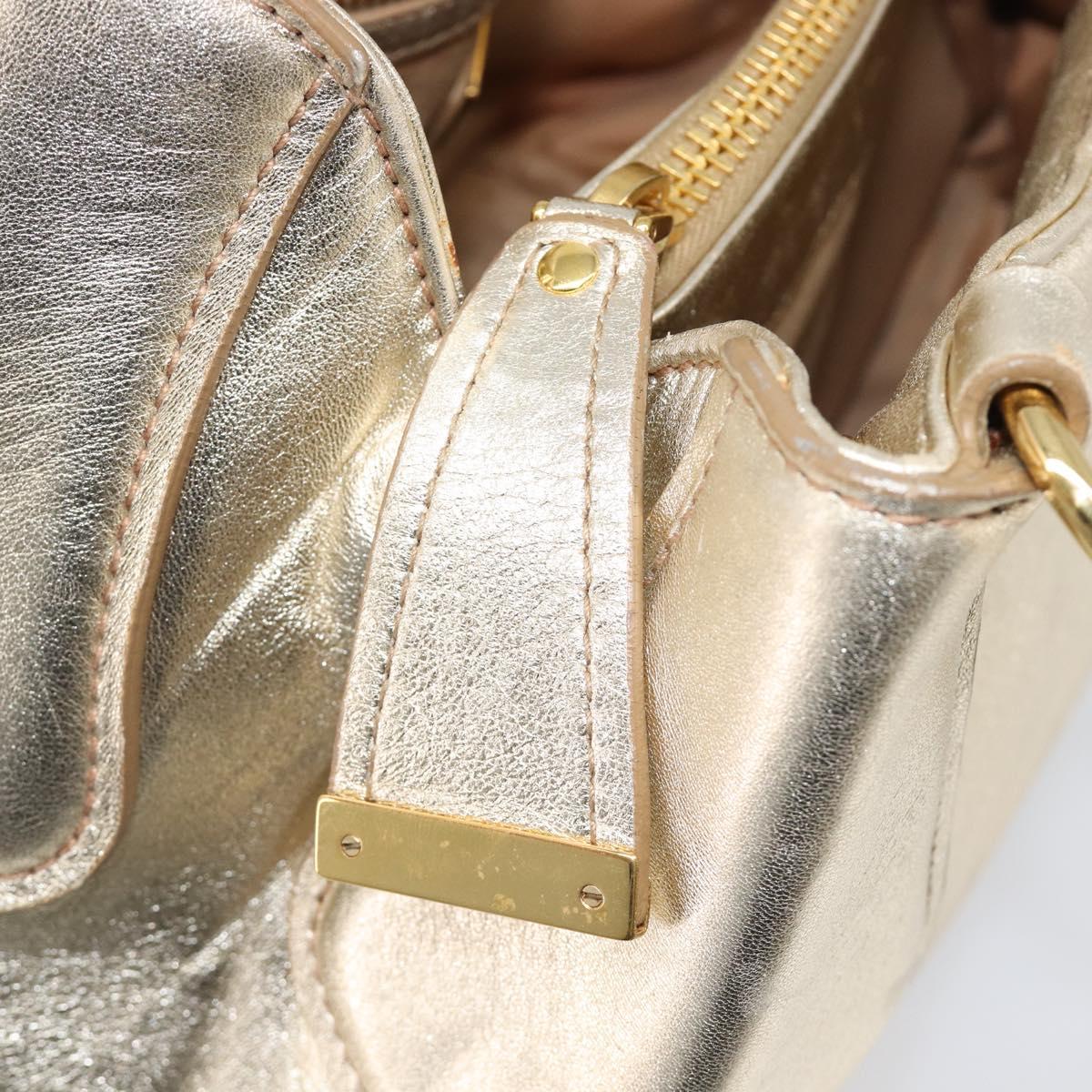 Miu Miu Hand Bag Leather Champagne Gold Gold Tone Auth 167627V
