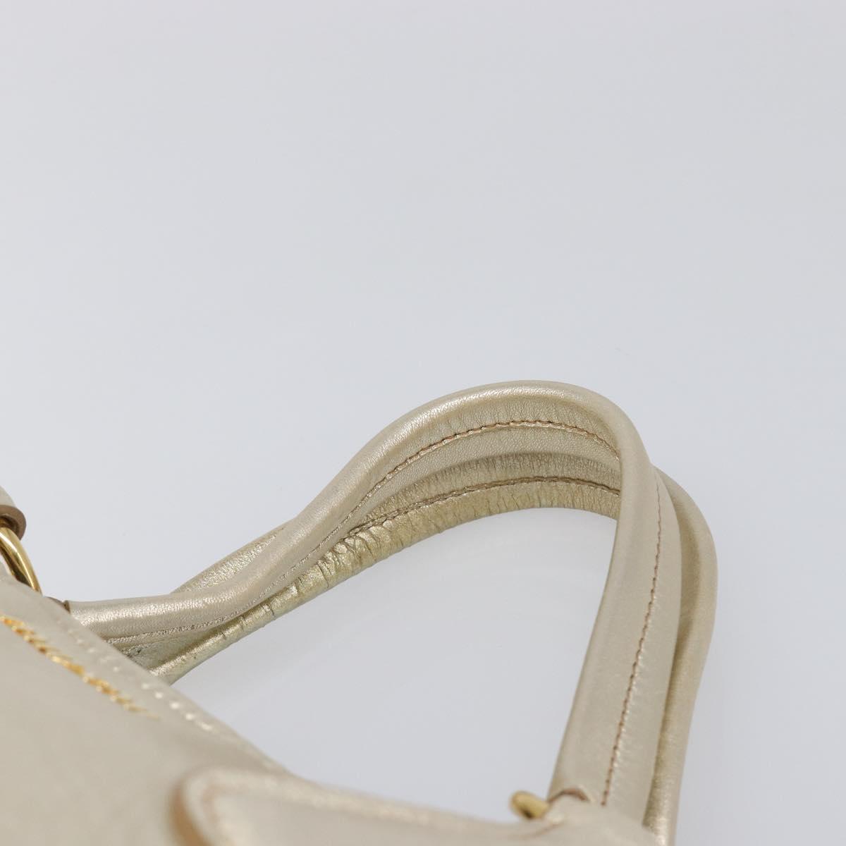 Miu Miu Hand Bag Leather Champagne Gold Gold Tone Auth 167627V