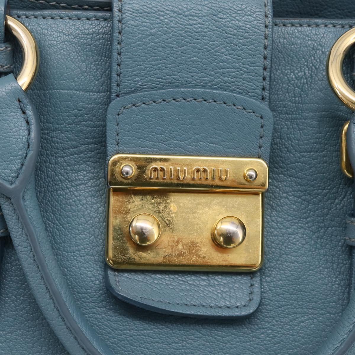 Miu Miu Hand Bag Leather 2way Blue Gold Tone Auth 167628V