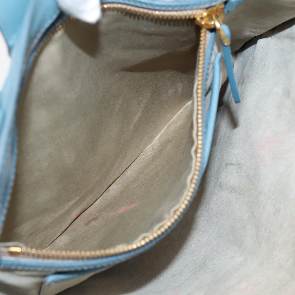 Miu Miu Hand Bag Leather 2way Blue Gold Tone Auth 167628V