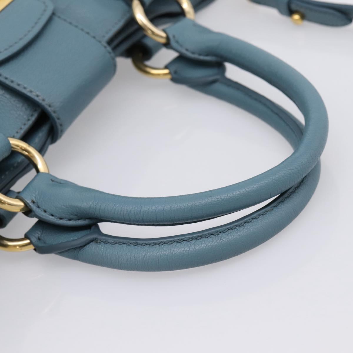 Miu Miu Hand Bag Leather 2way Blue Gold Tone Auth 167628V