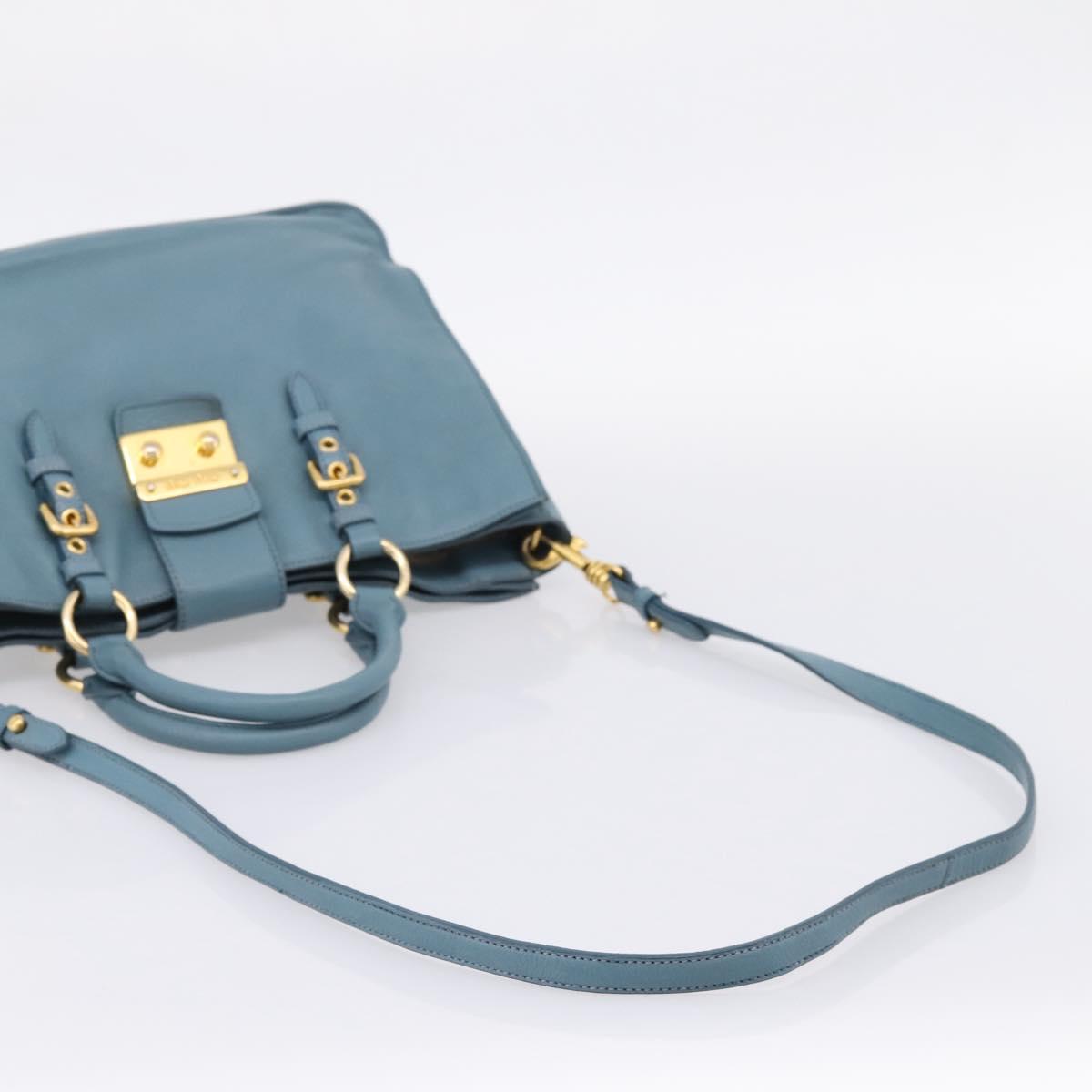Miu Miu Hand Bag Leather 2way Blue Gold Tone Auth 167628V