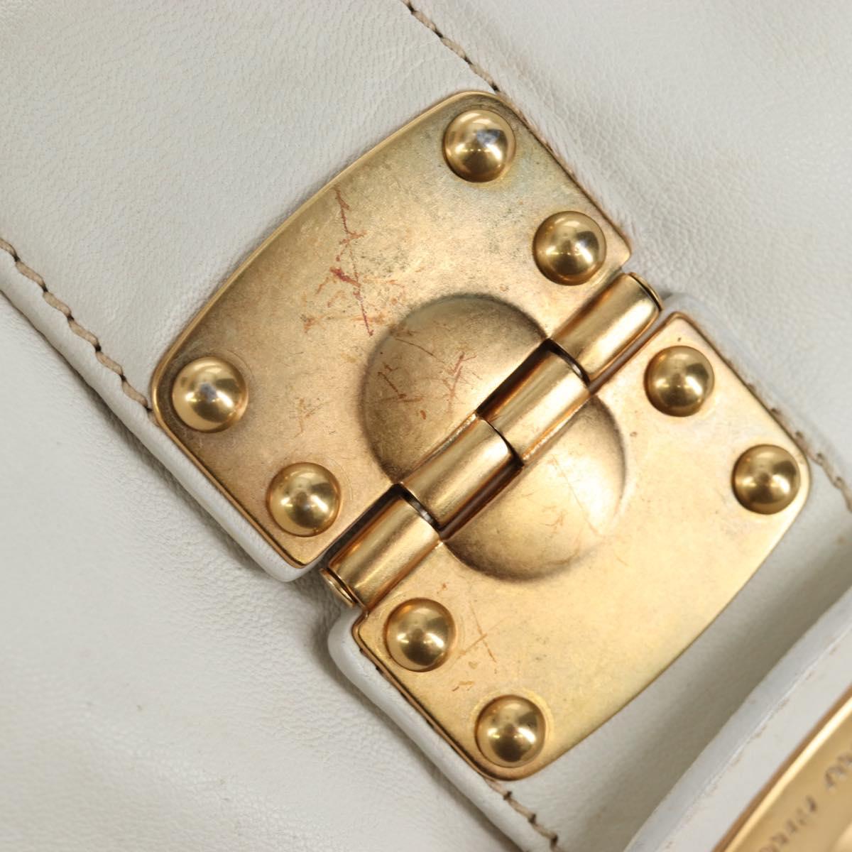Miu Miu Matelasse Hand Bag Leather 2way White Gold Tone Auth 167629V