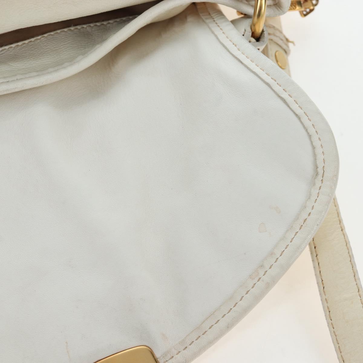 Miu Miu Matelasse Hand Bag Leather 2way White Gold Tone Auth 167629V