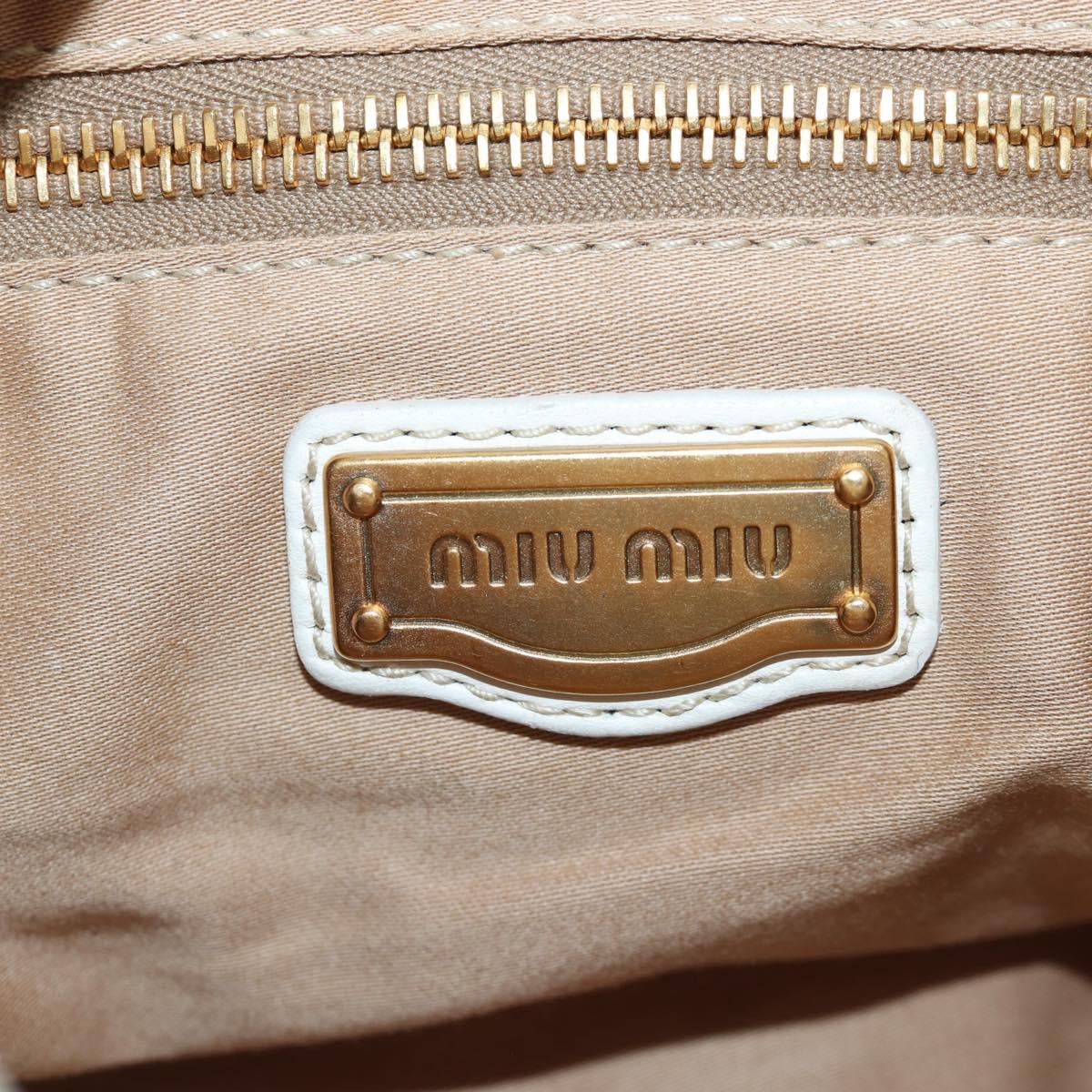Miu Miu Matelasse Hand Bag Leather 2way White Gold Tone Auth 167629V