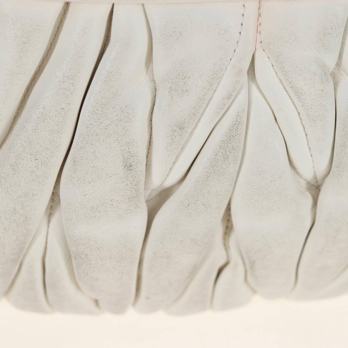 Miu Miu Matelasse Hand Bag Leather 2way White Gold Tone Auth 167629V