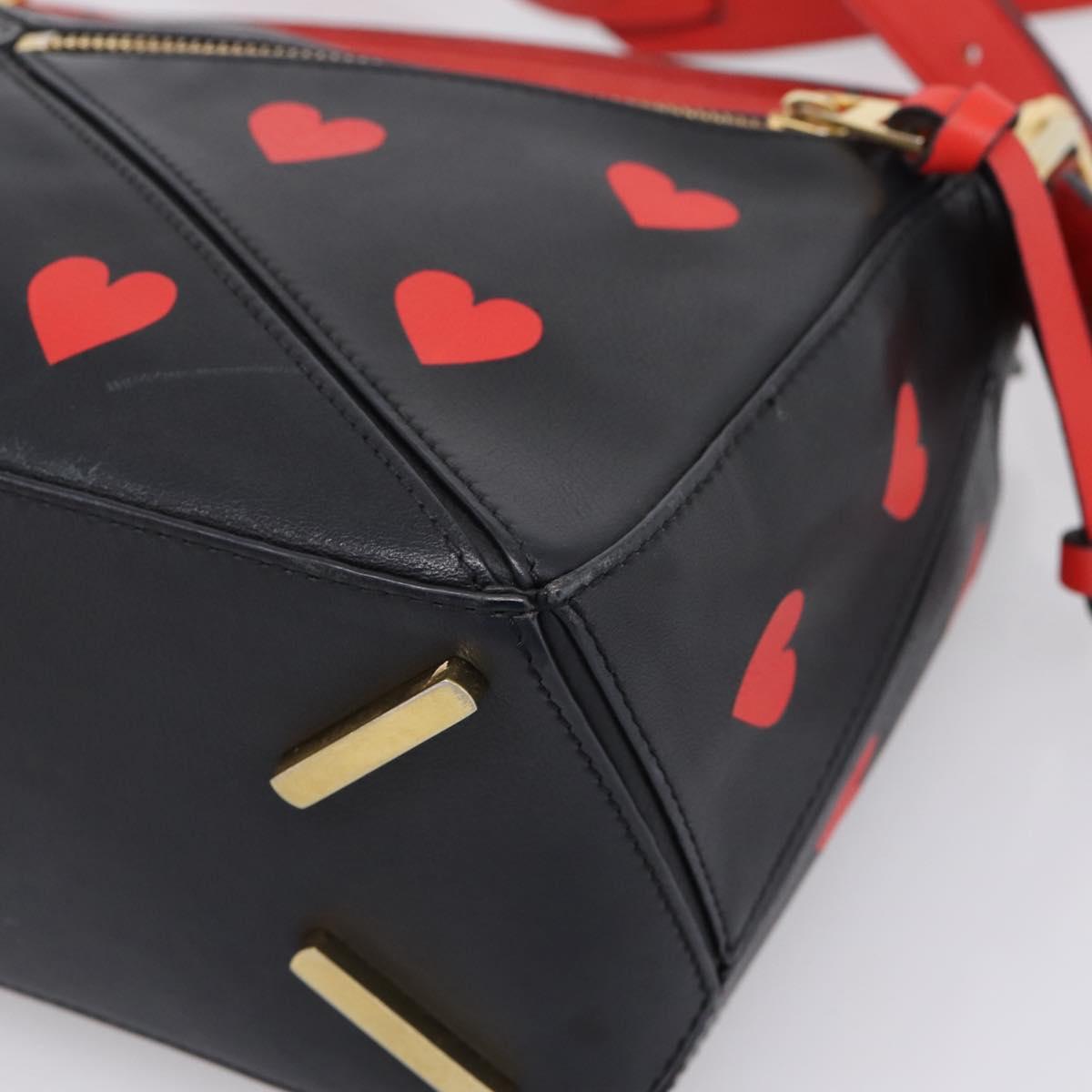 LOEWE Puzzle Bag Small Hand Bag Leather Black Gold Tone Auth 167637M