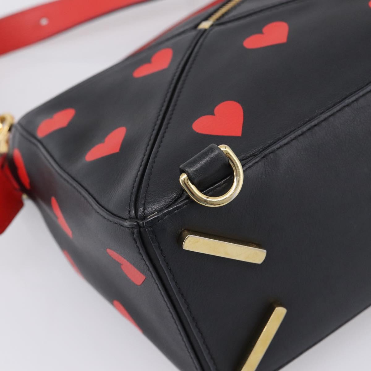 LOEWE Puzzle Bag Small Hand Bag Leather Black Gold Tone Auth 167637M