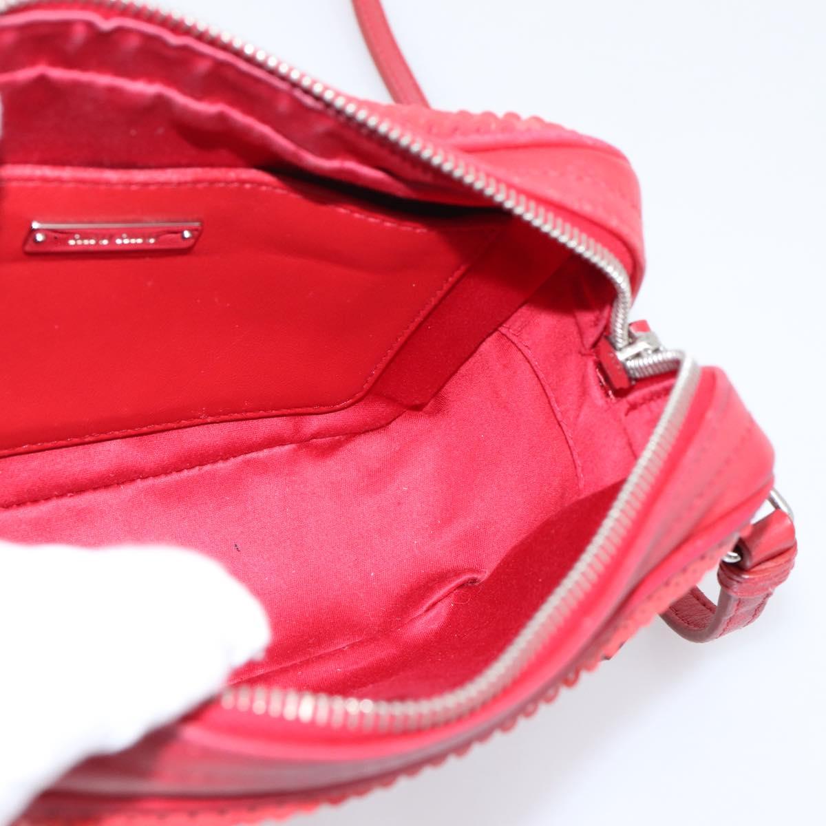 Miu Miu Shoulder Bag Leather Sequins Red Silver Auth 167643A