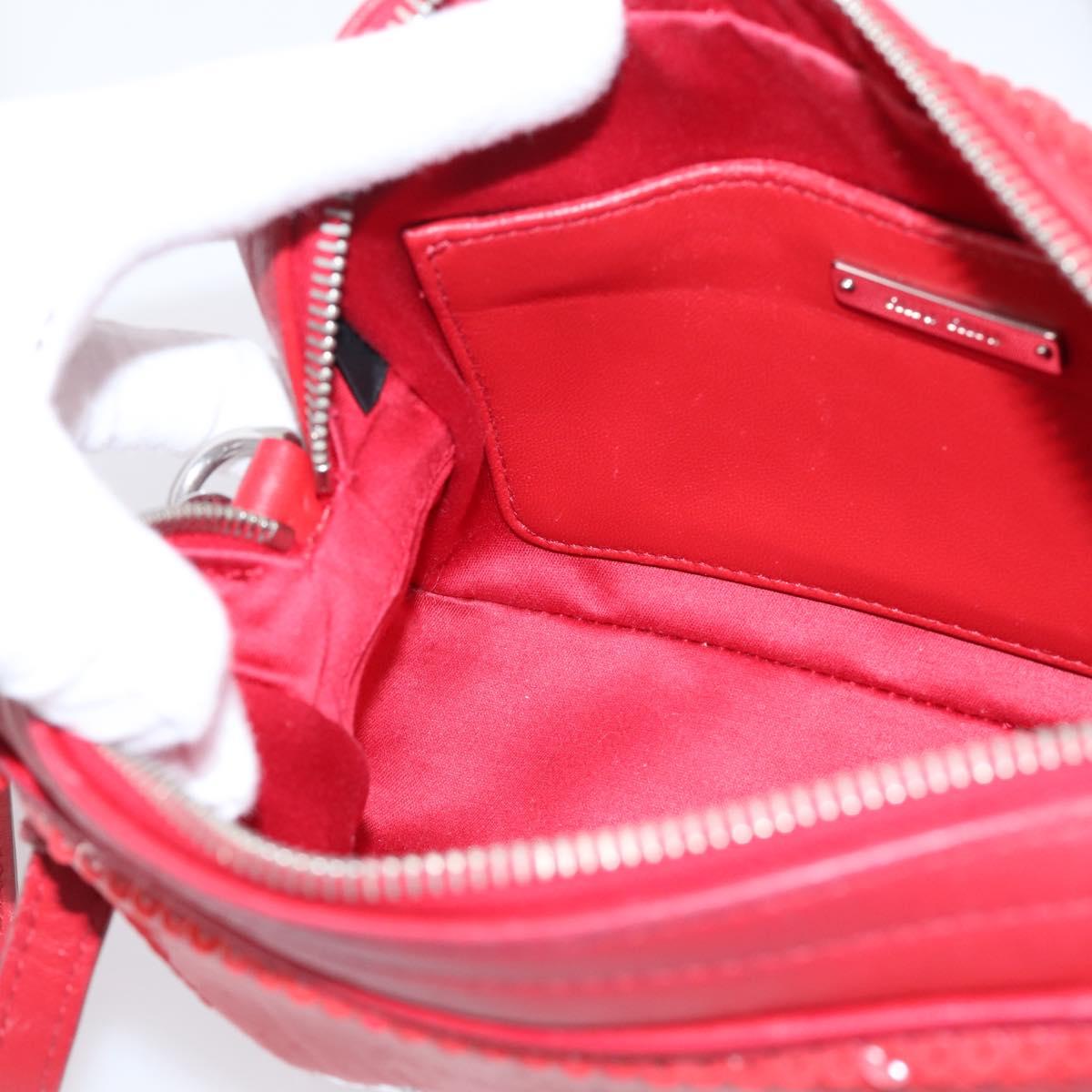 Miu Miu Shoulder Bag Leather Sequins Red Silver Auth 167643A