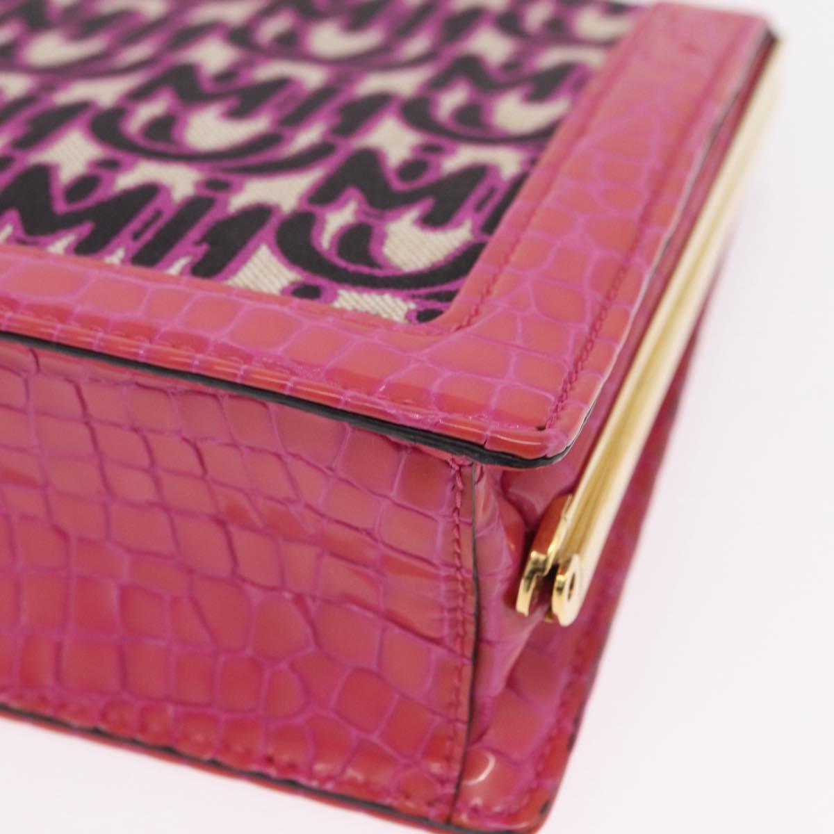 Miu Miu Hand Bag Canvas 2way Pink Gold Auth 167644A