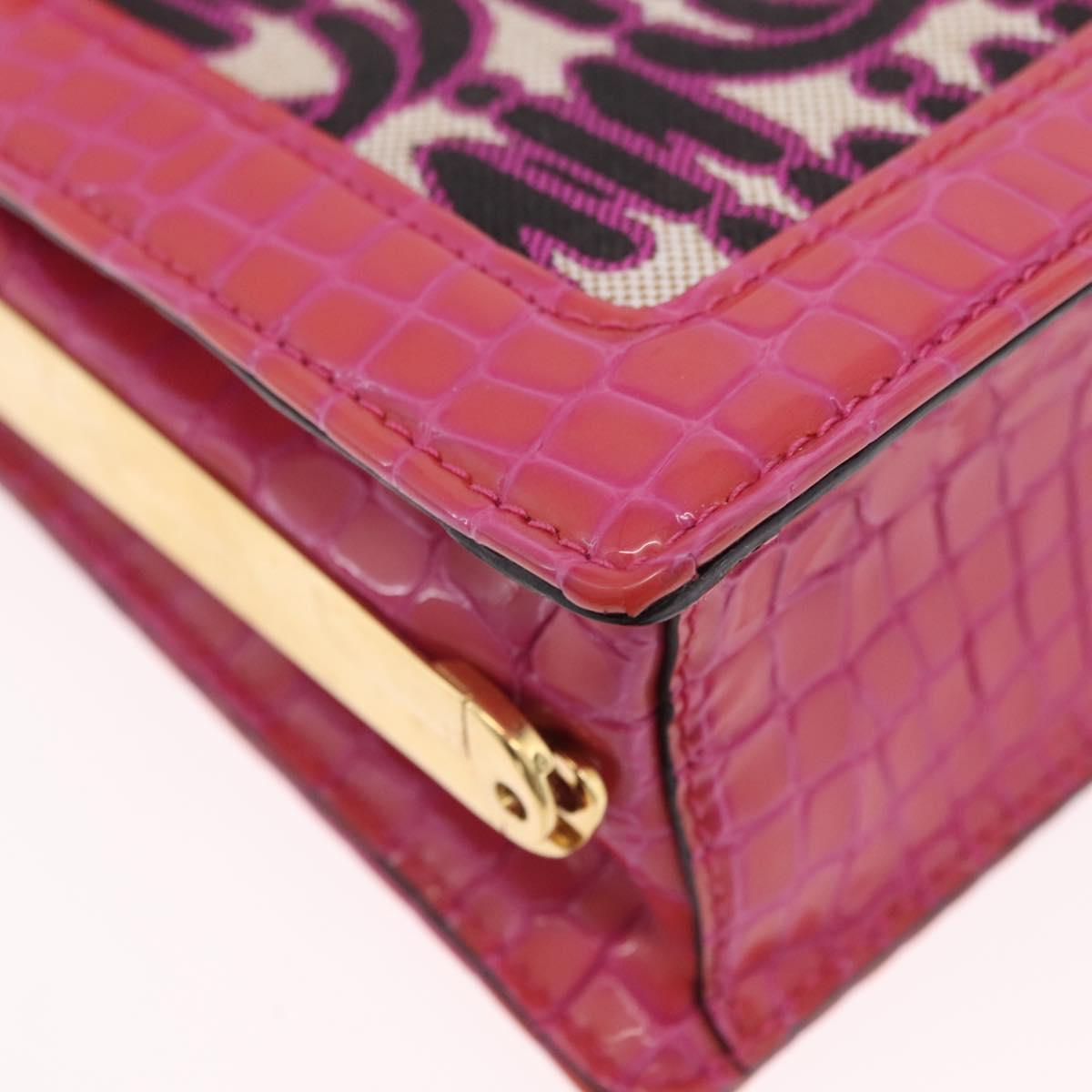 Miu Miu Hand Bag Canvas 2way Pink Gold Auth 167644A